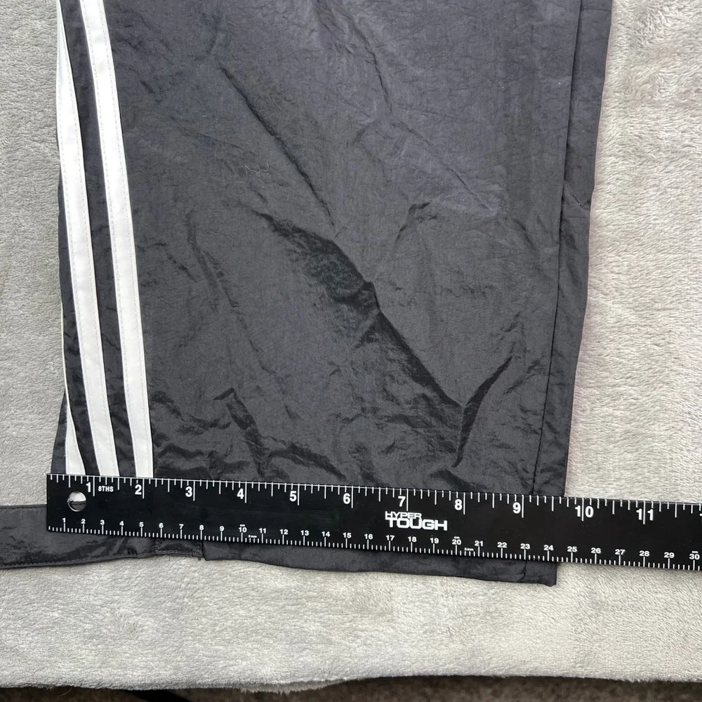 VTG Adidas Track Pants Mens Large Black Striped Nylon Ankle Zip Athletic Warmup
